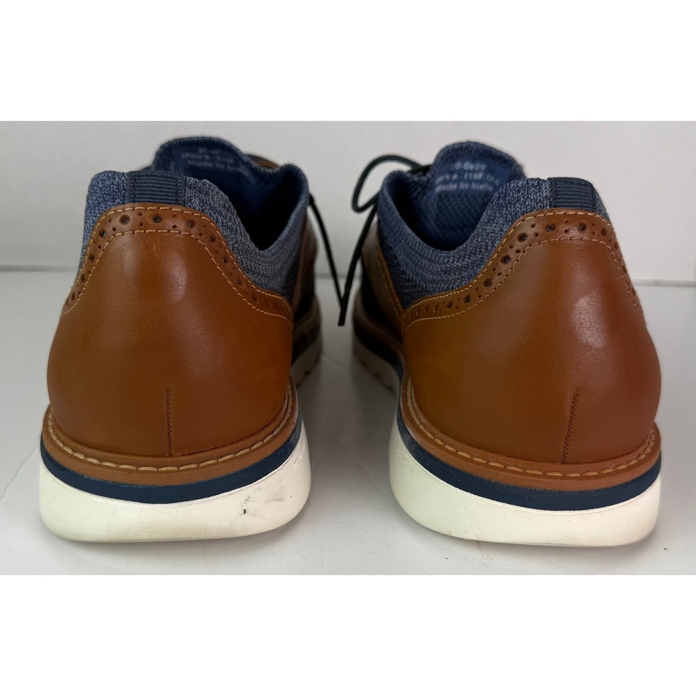 JOHNSTON & MURPHY Braydon Knit Saddle Dress Sneakers Mens Sz 11M Navy/Tan Preppy - Picture 7 of 12